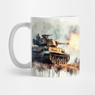 Fantasy illustration of a tank in battle Mug